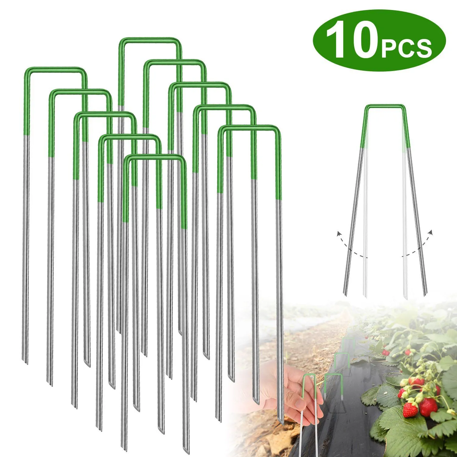 10-Piece: 6-Inch U-Type Garden Landscape Rust Resistance Turf Staples