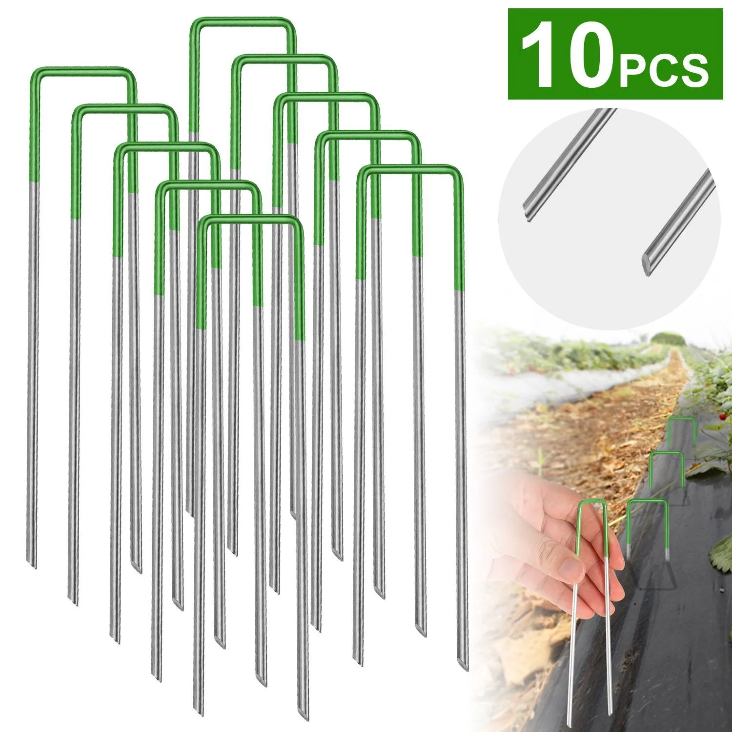 10-Piece: 6-Inch U-Type Garden Landscape Rust Resistance Turf Staples