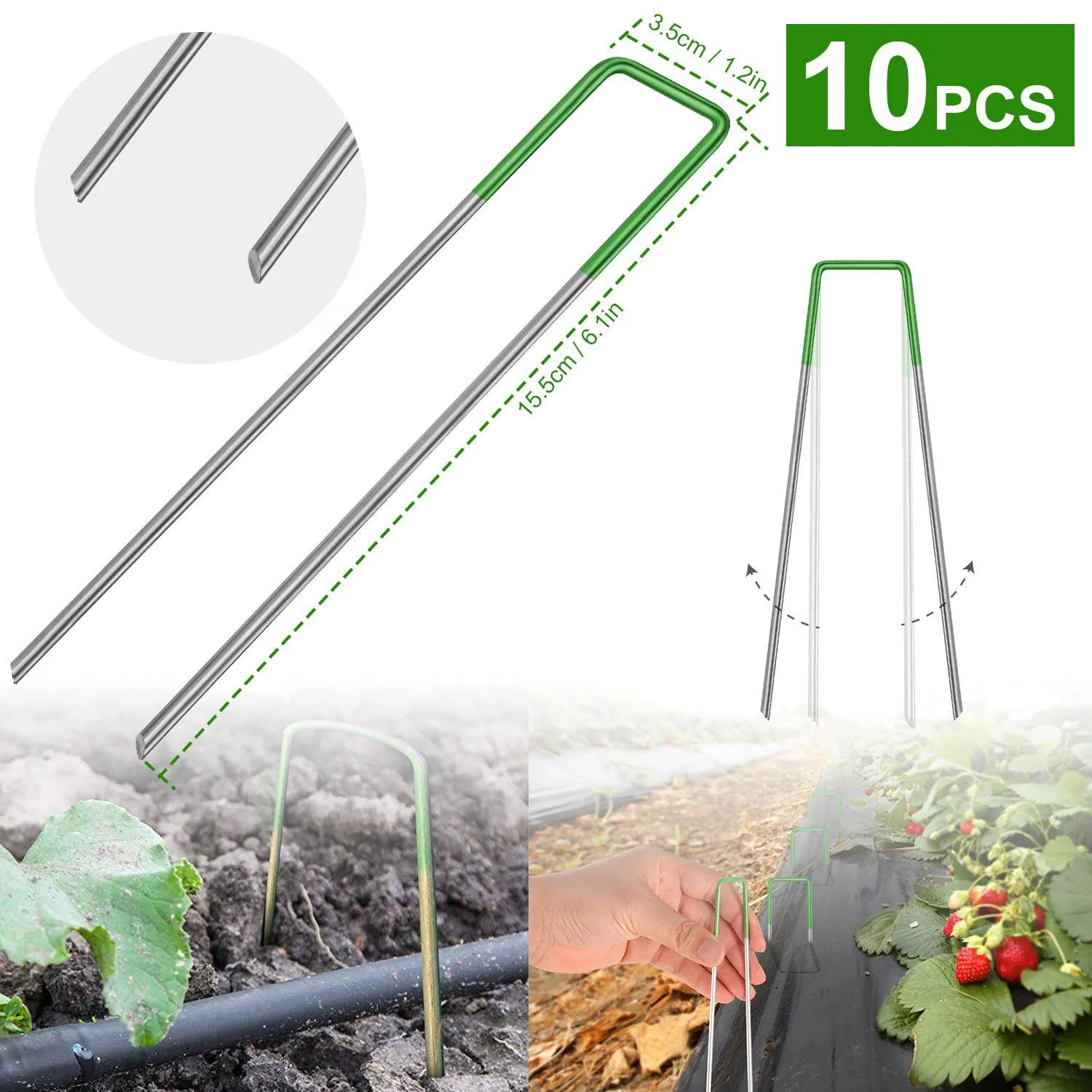 10-Piece: 6-Inch U-Type Garden Landscape Rust Resistance Turf Staples
