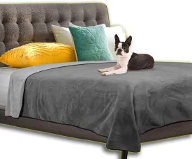 100% Leak Proof, Waterproof Bed Cover, Totally Pee Proof, EZ-Wash, Durable, 3 Layer Blanket (Queen-King 90"x80", Slate Grey, Cool Grey) Adults, Pets, Dogs, Cats
