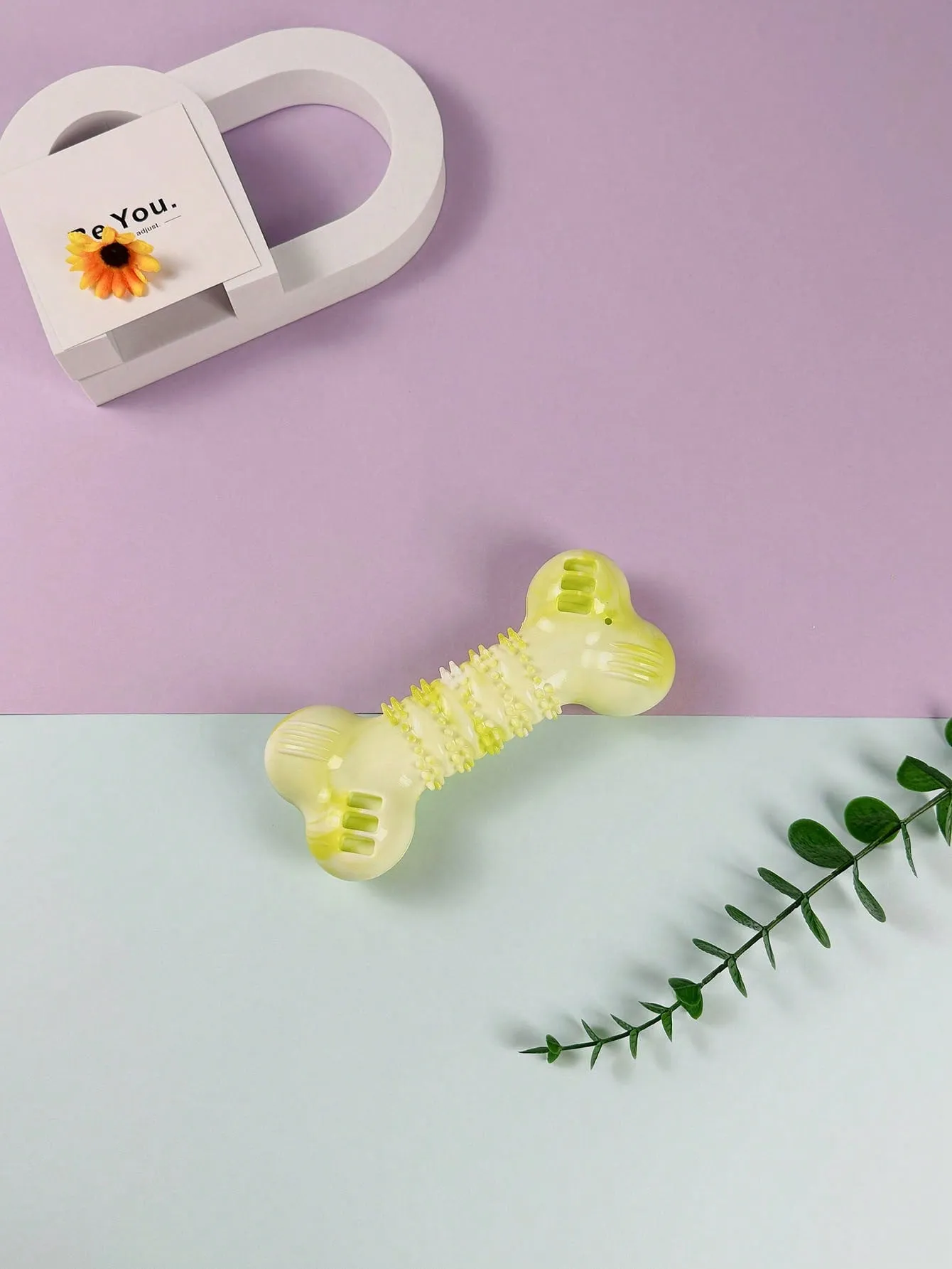 1pc Indestructible Squeaky Pet Toy With TPR Teeth Cleaning Bone Design For Dog Training
