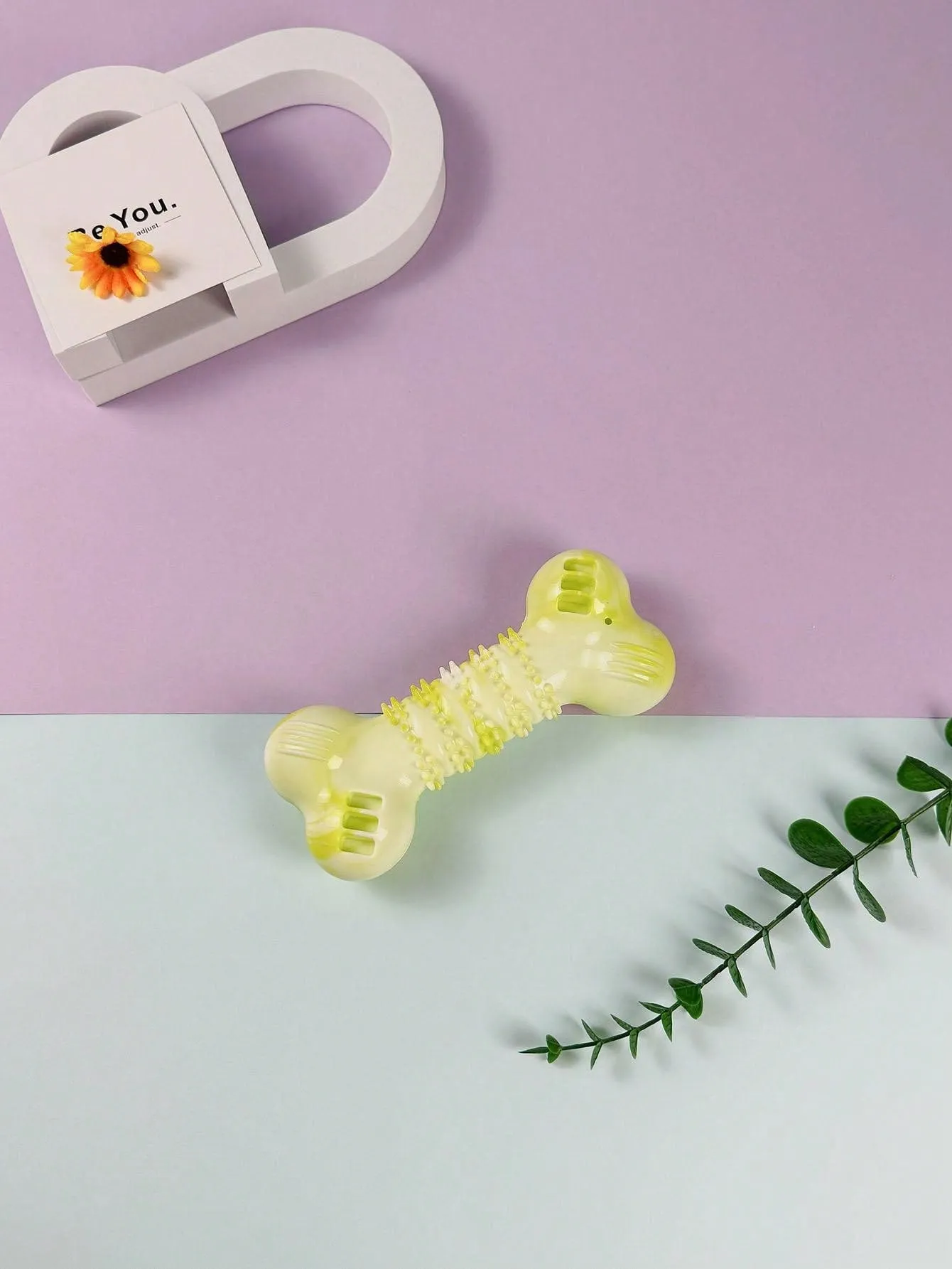 1pc Indestructible Squeaky Pet Toy With TPR Teeth Cleaning Bone Design For Dog Training
