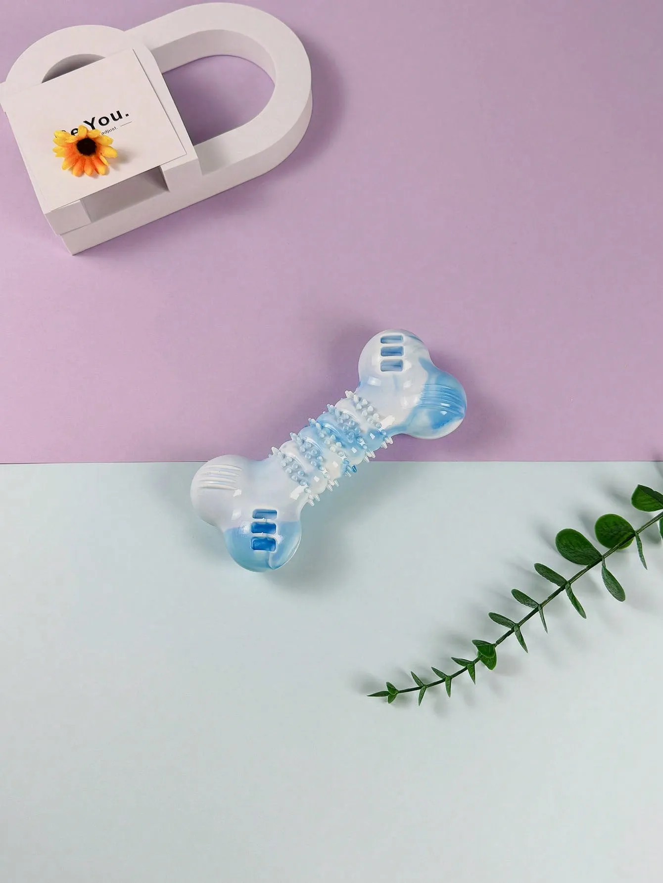 1pc Indestructible Squeaky Pet Toy With TPR Teeth Cleaning Bone Design For Dog Training