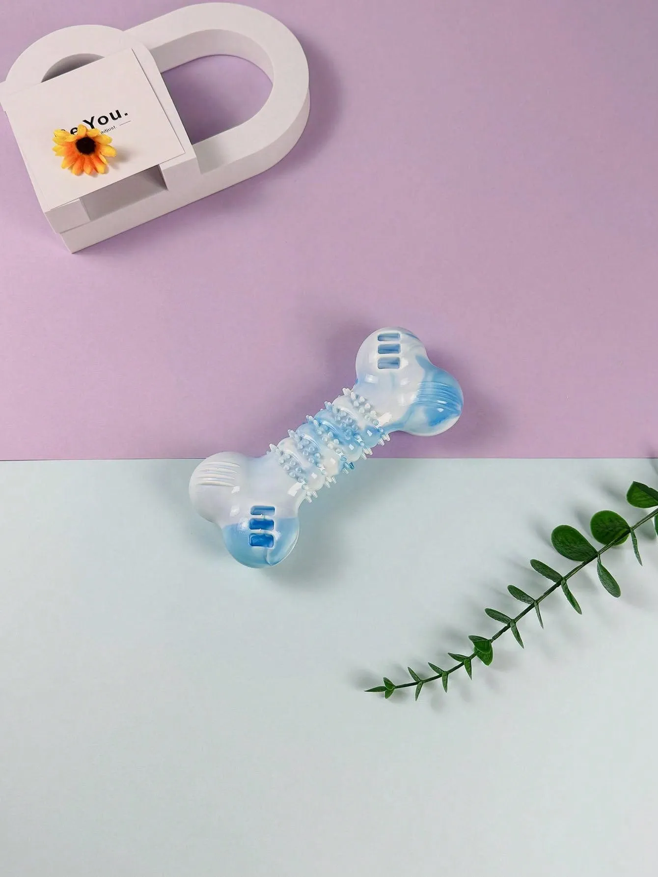 1pc Indestructible Squeaky Pet Toy With TPR Teeth Cleaning Bone Design For Dog Training