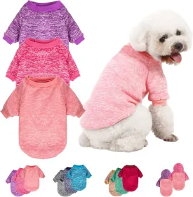 3 Pack Dog Sweater, Dog Sweaters for Small Dogs, Warm Soft Pet Clothes for Puppy, Medium Large Cat, Dogs Girl or Boy, Dog Shirt for Winter Christmas (Pink Purple HotPink, Small)