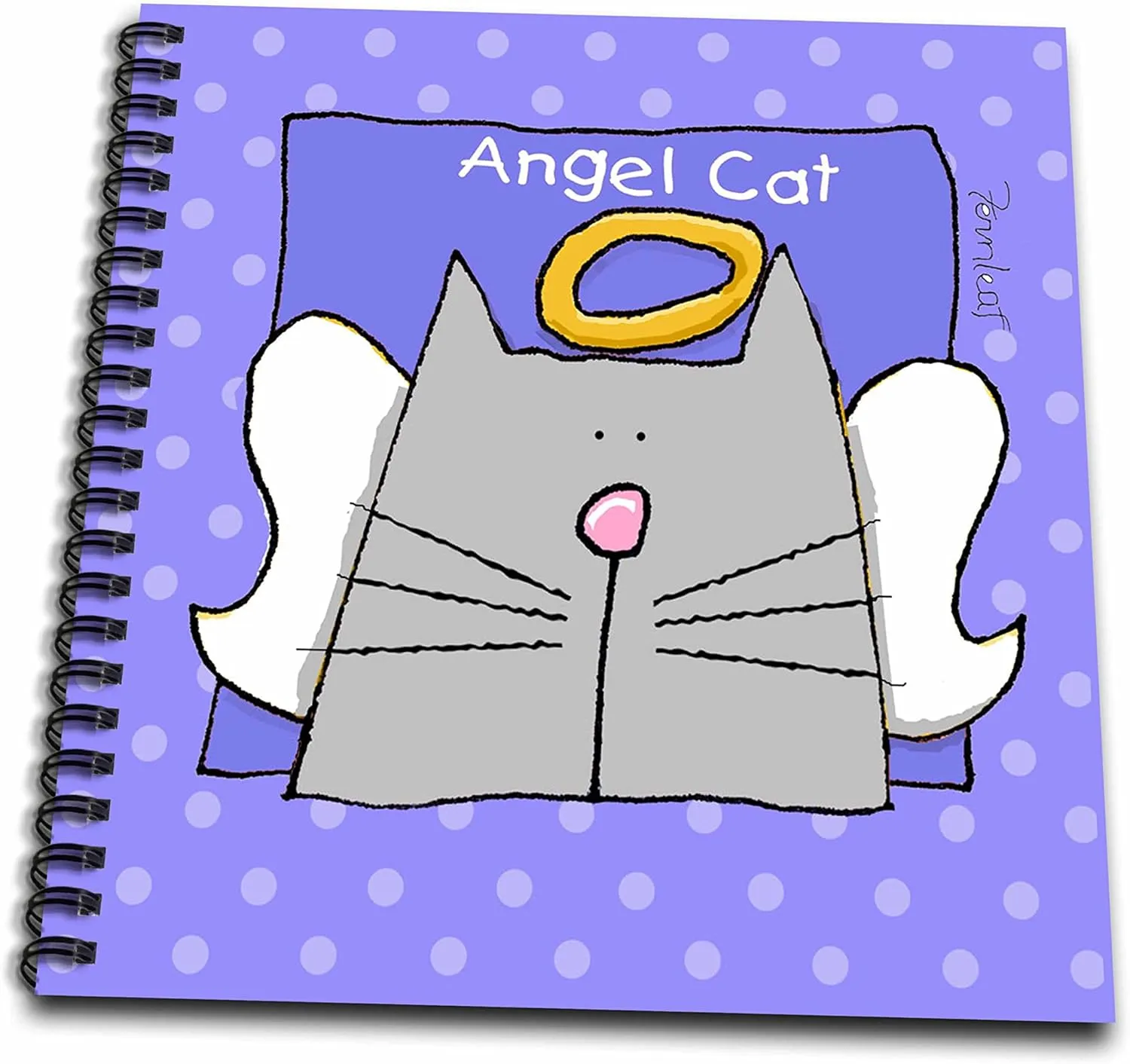 3dRose Angel Gray Cat Cute Cartoon Pet Loss Memory Book, 12-inch (db_33980_2)