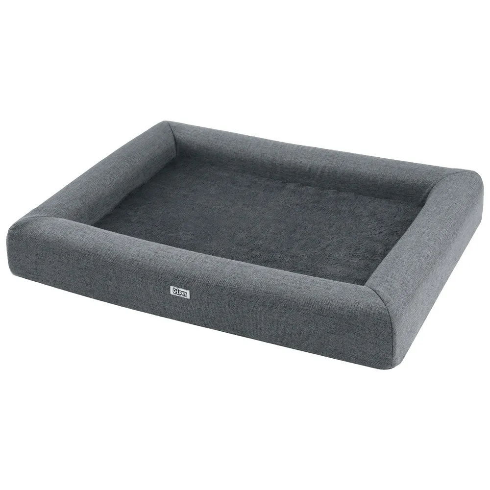 90CM Calming Egg Crate Foam Pet Bed with Washable Cover - Grey