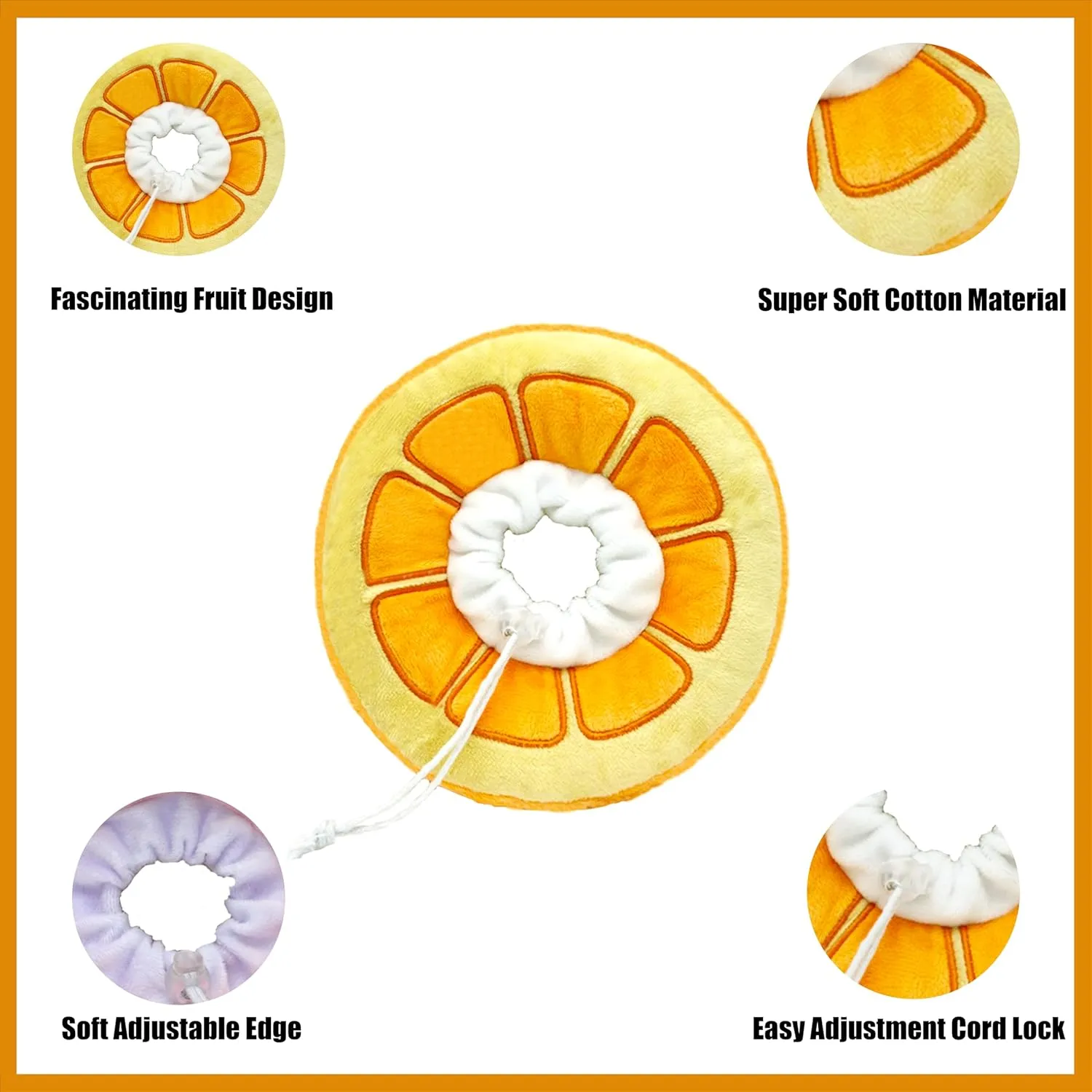Adjustable Cat Cone Collar, Comfortable Soft Neck Cone After Surgery, Protective Elizabethan Collar for Wound Healing (Orange, Medium)