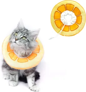 Adjustable Cat Cone Collar, Comfortable Soft Neck Cone After Surgery, Protective Elizabethan Collar for Wound Healing (Orange, Medium)
