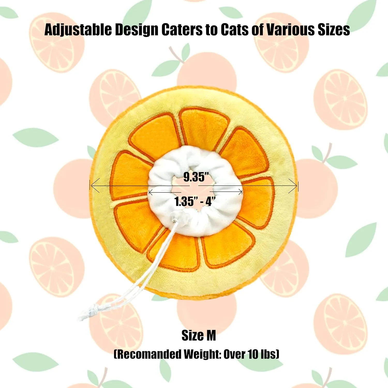 Adjustable Cat Cone Collar, Comfortable Soft Neck Cone After Surgery, Protective Elizabethan Collar for Wound Healing (Orange, Medium)