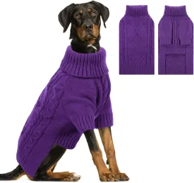 ASENKU Knitted Dog Sweater, Big Winter Pullover, Turtleneck, Warm Pet Outfit for Large & Medium Dogs, Boys & Girls