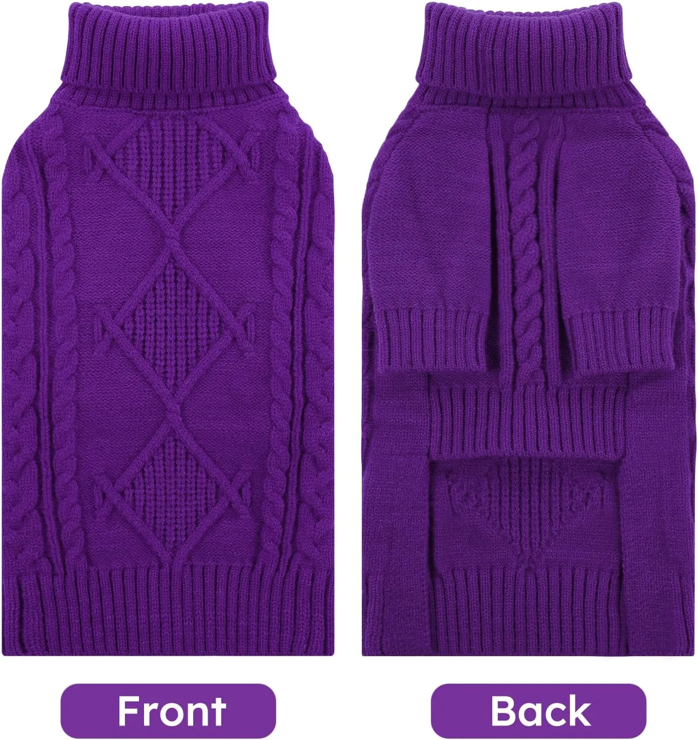 ASENKU Knitted Dog Sweater, Big Winter Pullover, Turtleneck, Warm Pet Outfit for Large & Medium Dogs, Boys & Girls