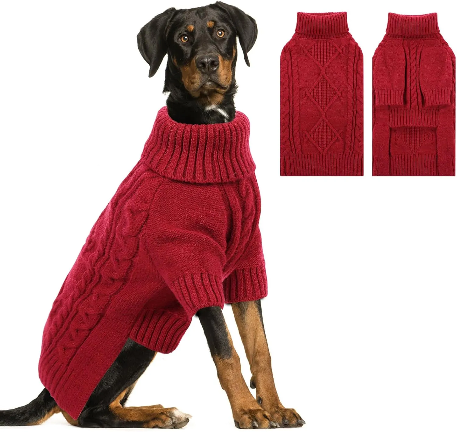 ASENKU Knitted Dog Sweater, Pullover Big Thermal Dog Winter Sweater, Turtleneck Doggy Sweater for Large Medium Dogs Boy Girl,Warm Pet Sweater Outfit Border Collie,Pit Bull,Golden Retriever, 3XL