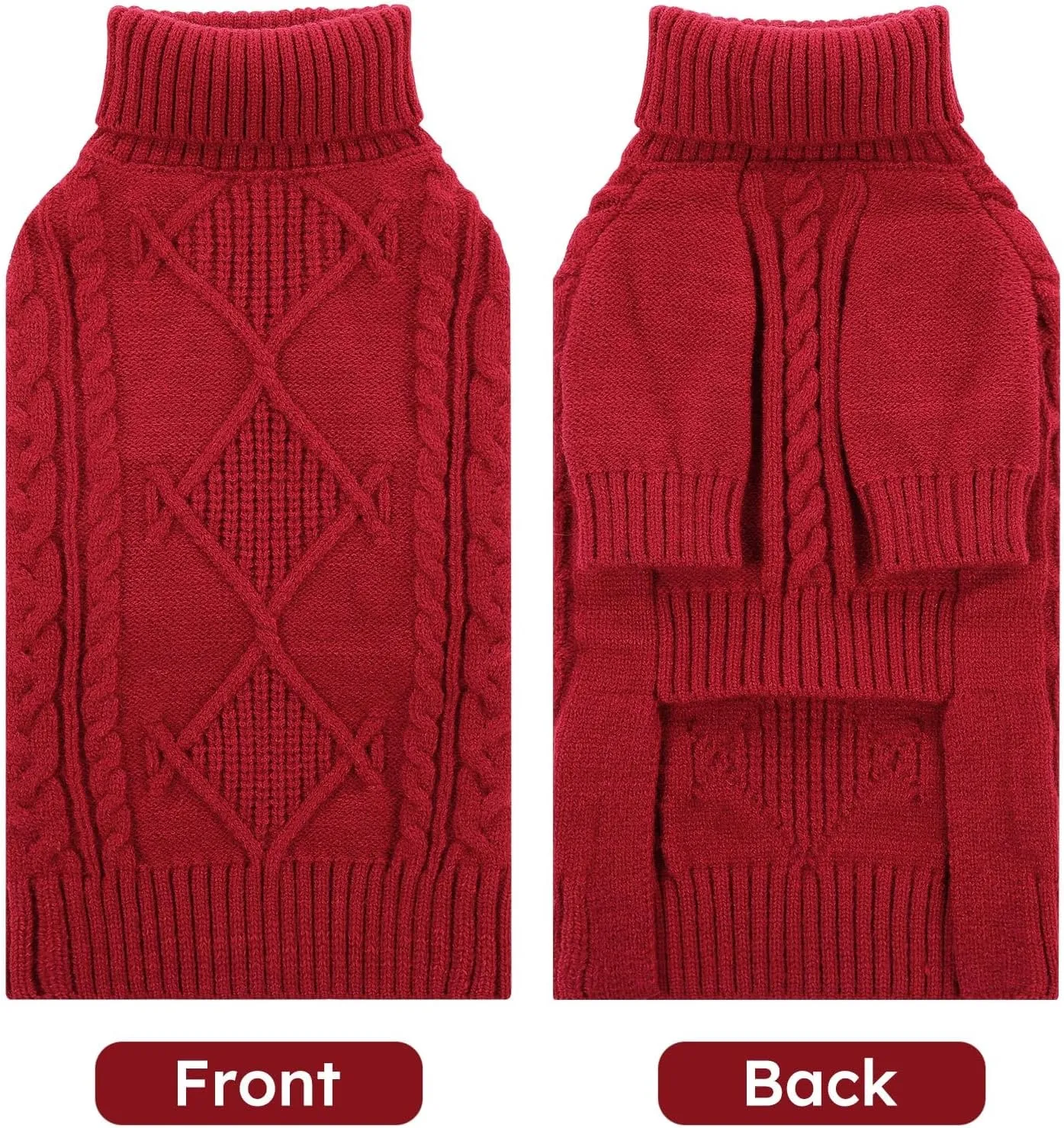 ASENKU Knitted Dog Sweater, Pullover Big Thermal Dog Winter Sweater, Turtleneck Doggy Sweater for Large Medium Dogs Boy Girl,Warm Pet Sweater Outfit Border Collie,Pit Bull,Golden Retriever, 3XL