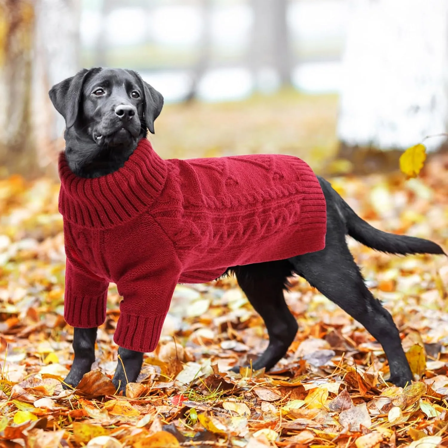 ASENKU Knitted Dog Sweater, Pullover Big Thermal Dog Winter Sweater, Turtleneck Doggy Sweater for Large Medium Dogs Boy Girl,Warm Pet Sweater Outfit Border Collie,Pit Bull,Golden Retriever, 3XL