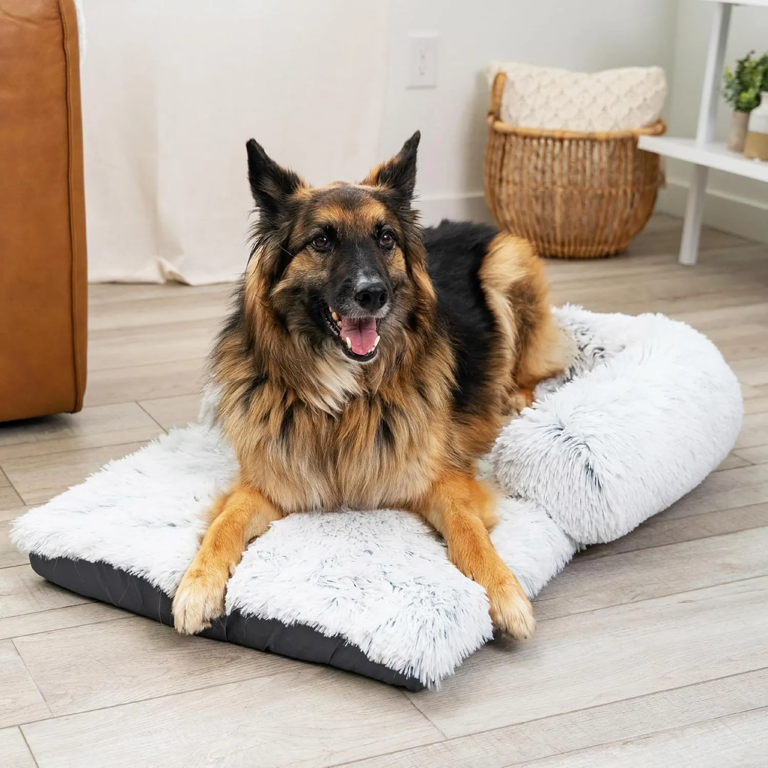Best Friends by Sheri Nap Mat Dog Bed with Bolster - Washable Crate Pad, Removable Cover, Frost, Large, 36x21