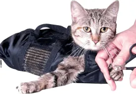 Cat Carrier Grooming Bag, Pet Carrier Grooming Bags for Washing, Bathing, Nail Trimming, Mesh Cat Bathing Bag with Interior Pockets, Water-Resistant Nylon Pet Bag Pet Supply