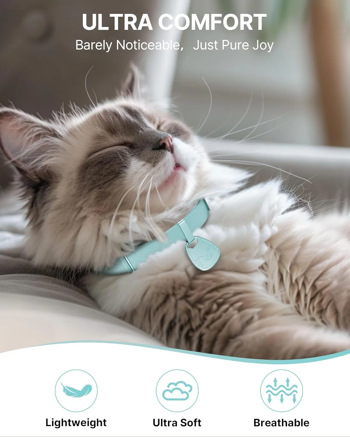 Cat Collar with Name Tag Breakaway: Reflective Kitten Collars with QR Code ID Tag for Girl Boy Cats, Ultra Soft & Elastic Adjustable (6"-12") Cat Collar with Break Away Safety Buckle, Mint Green