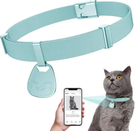Cat Collar with Name Tag Breakaway: Reflective Kitten Collars with QR Code ID Tag for Girl Boy Cats, Ultra Soft & Elastic Adjustable (6"-12") Cat Collar with Break Away Safety Buckle, Mint Green