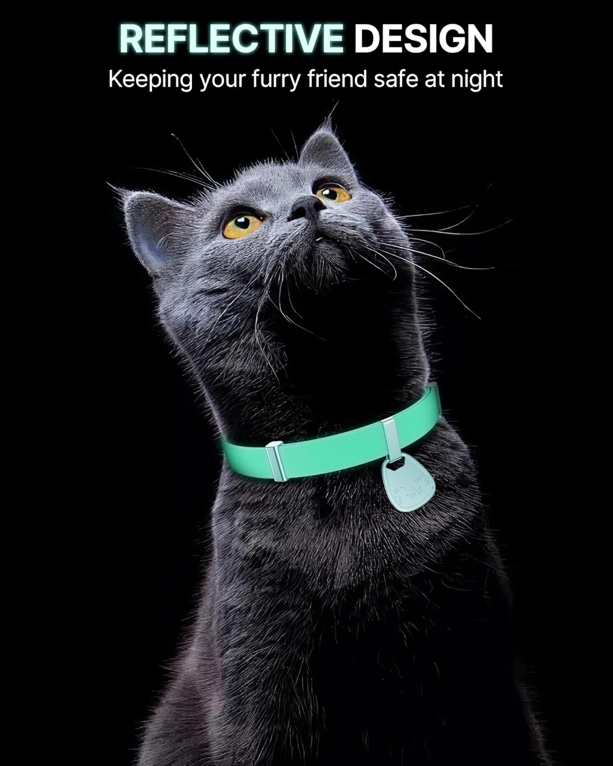Cat Collar with Name Tag Breakaway: Reflective Kitten Collars with QR Code ID Tag for Girl Boy Cats, Ultra Soft & Elastic Adjustable (6"-12") Cat Collar with Break Away Safety Buckle, Mint Green
