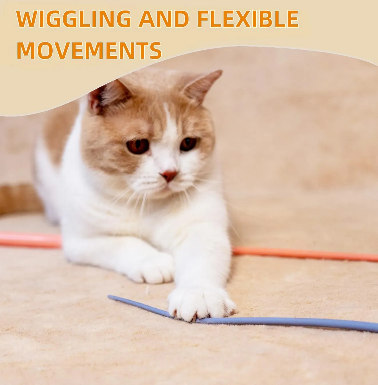 Cat Toy Mouse Tail - Indoor Cat Toy, Engaging Interactive Plaything, Non-Toxic and Durable Silicone Cat Wand Toy, Cute Mouse Tail Teaser, Entertaining Toy to Chase and Exercise (Blue)