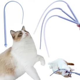 Cat Toy Mouse Tail - Indoor Cat Toy, Engaging Interactive Plaything, Non-Toxic and Durable Silicone Cat Wand Toy, Cute Mouse Tail Teaser, Entertaining Toy to Chase and Exercise (Blue)