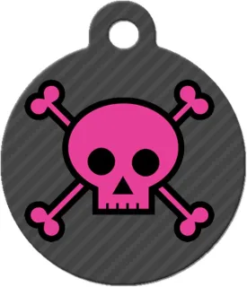 Cute Dog Cat Pet ID Tag - Pink Skull - Personalize Colors and Your Pet Info