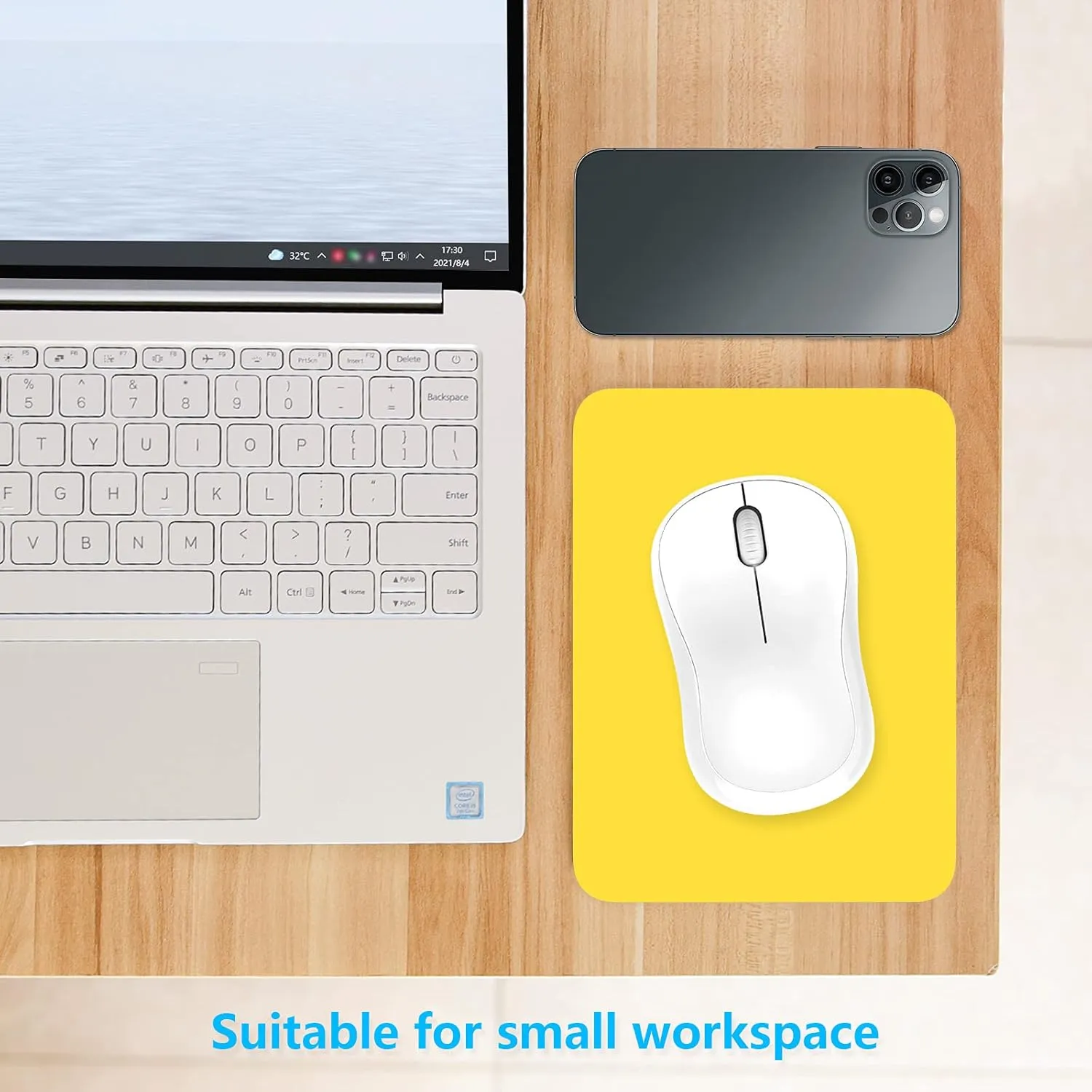 Dapesuom Small Mouse Pad, 6 x 8 Inch Thick Rubber Premium-Textured Non-Slip Portable & Washable Mini Mouse Mat for Women Men Wireless Laptops Keyboard Tray Gaming Work Computer Office Travel, Yellow