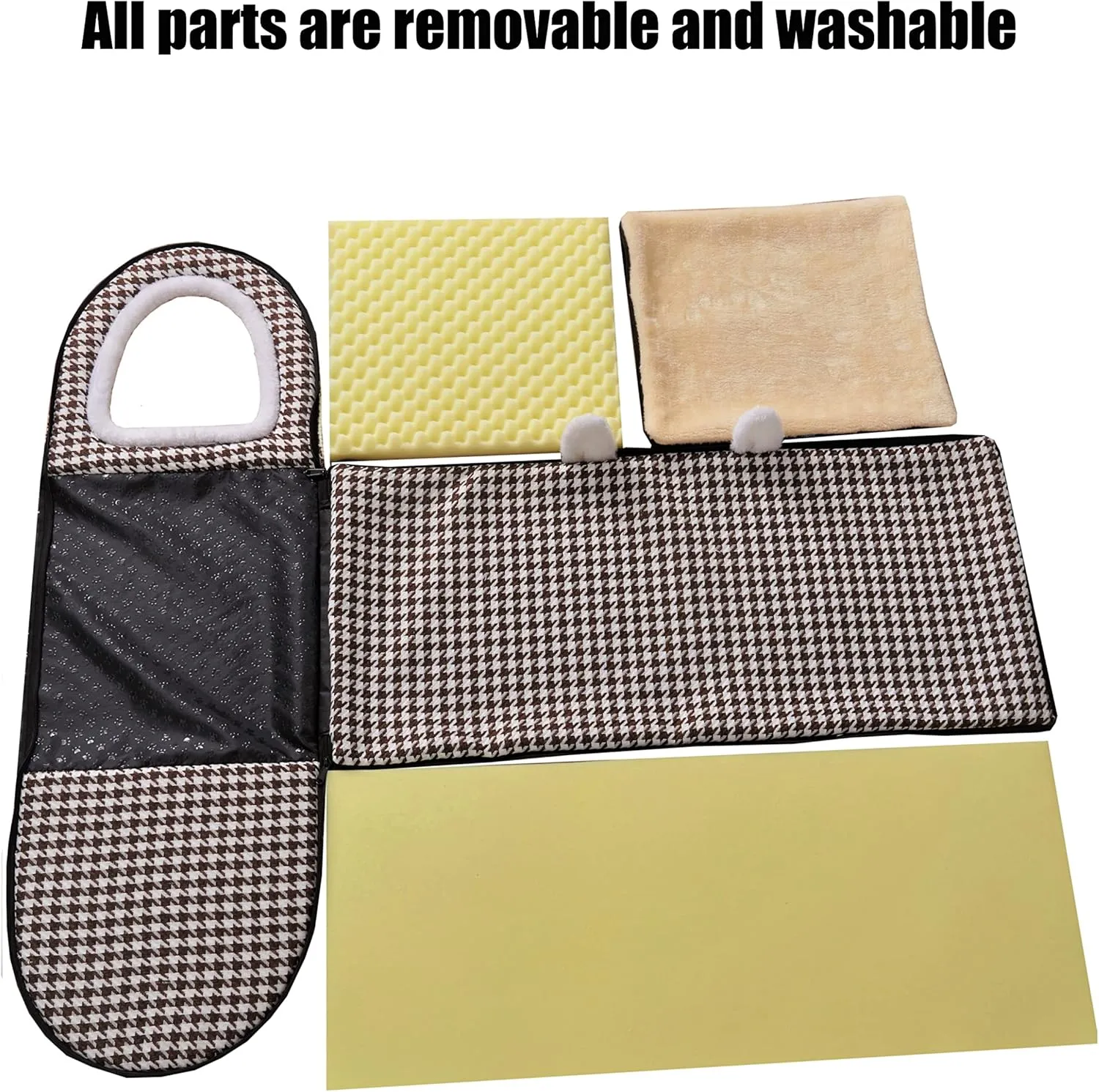 Dog Bed or Cat Bed,2 Ways to Use,Indoor Pet House with Fluffy Mat,Removable and Washable Cover,Non-Slip Bottom,for Medium Dogs and Cats(L Brown Cranes)