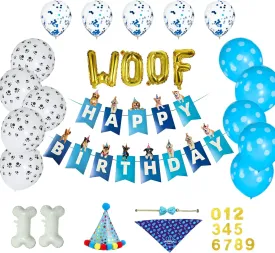 Dog Birthday Decorations Bandana Set - Themed Balloons & Dog Birthday Banner - Colorful Dog Birthday Party Supplies - For Small & Medium Dogs - Bow Tie & Hat Included
