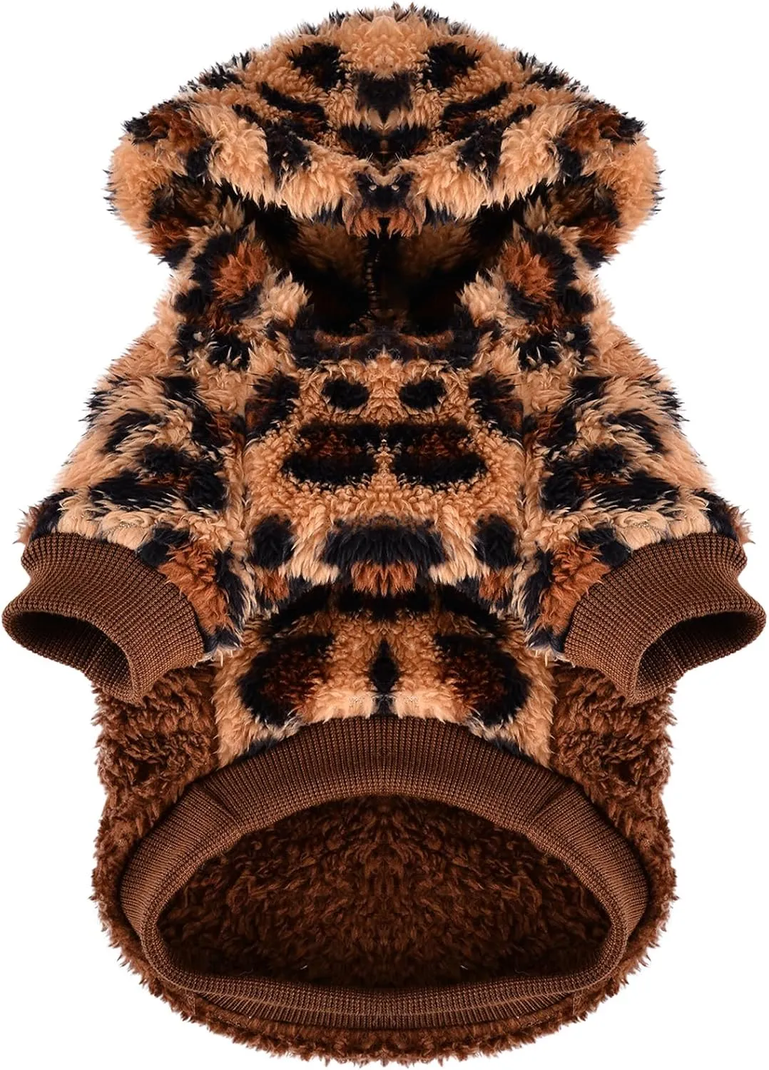 Dog Sweaters for Small Dogs, Fleece Dog Hoodie Clothes, Spring Winter Cute Warm Puppy Chihuahua Sweater, Pet Doggie Sweater for Yorkie Teacup, Cat Apparel (Leopard, XX-Small)