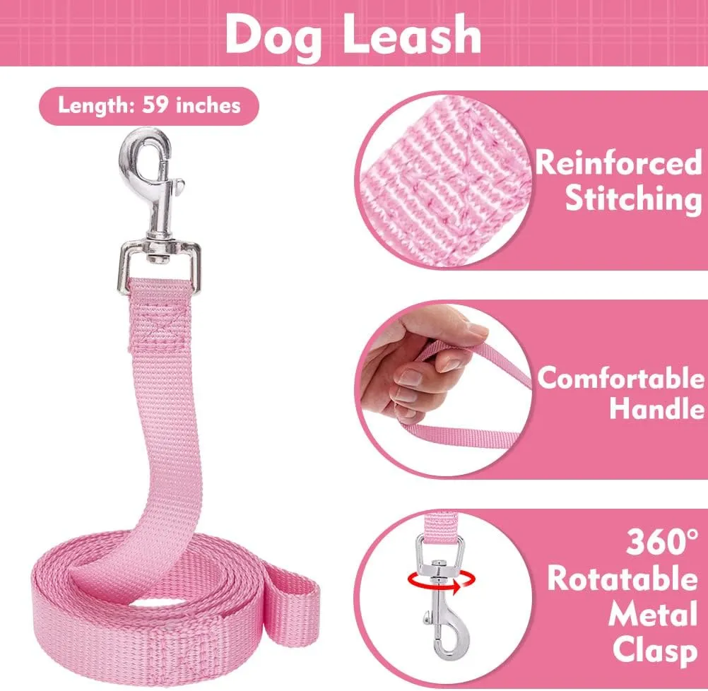 EXPAWLORER Soft Mesh Dog Harness and Leash Set - Pink No-Choke Step-in Adjustable Cute Vest for Puppy Dogs Cats, Breathable Lightweight for Outdoor Walking, X-Small
