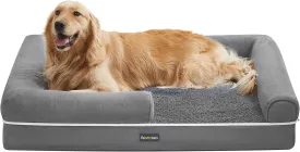 Feandrea Dog Bed, Orthopedic Dog Bed, Large Dog Bed Waterproof, Removable Washable Cover Dog Sofa with Non-Slip Bottom, Raised Edges, 36 x 28 x 8 Inches, Light Gray UPGW067G02