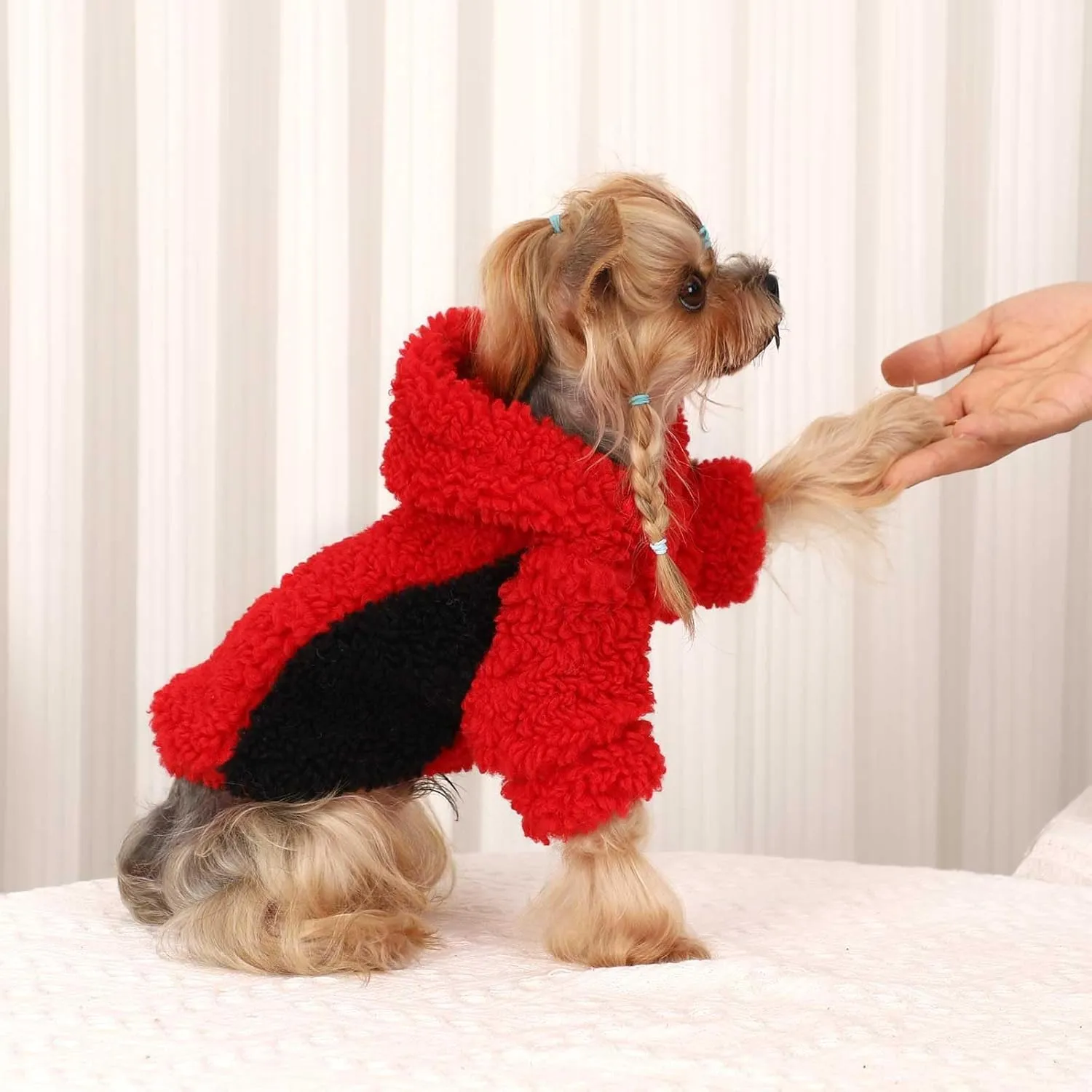 Fleece Dog Sweater, Winter Warm Smll Dog Clothes for Girls Boy, Puppy Hoodie Pullover Pet Clothes for Cat Puppy Chihuahua(Red, XS)