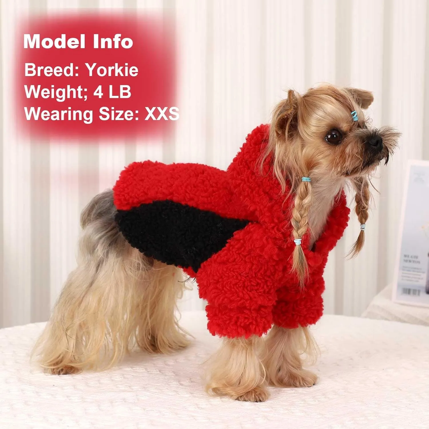 Fleece Dog Sweater, Winter Warm Smll Dog Clothes for Girls Boy, Puppy Hoodie Pullover Pet Clothes for Cat Puppy Chihuahua(Red, XS)