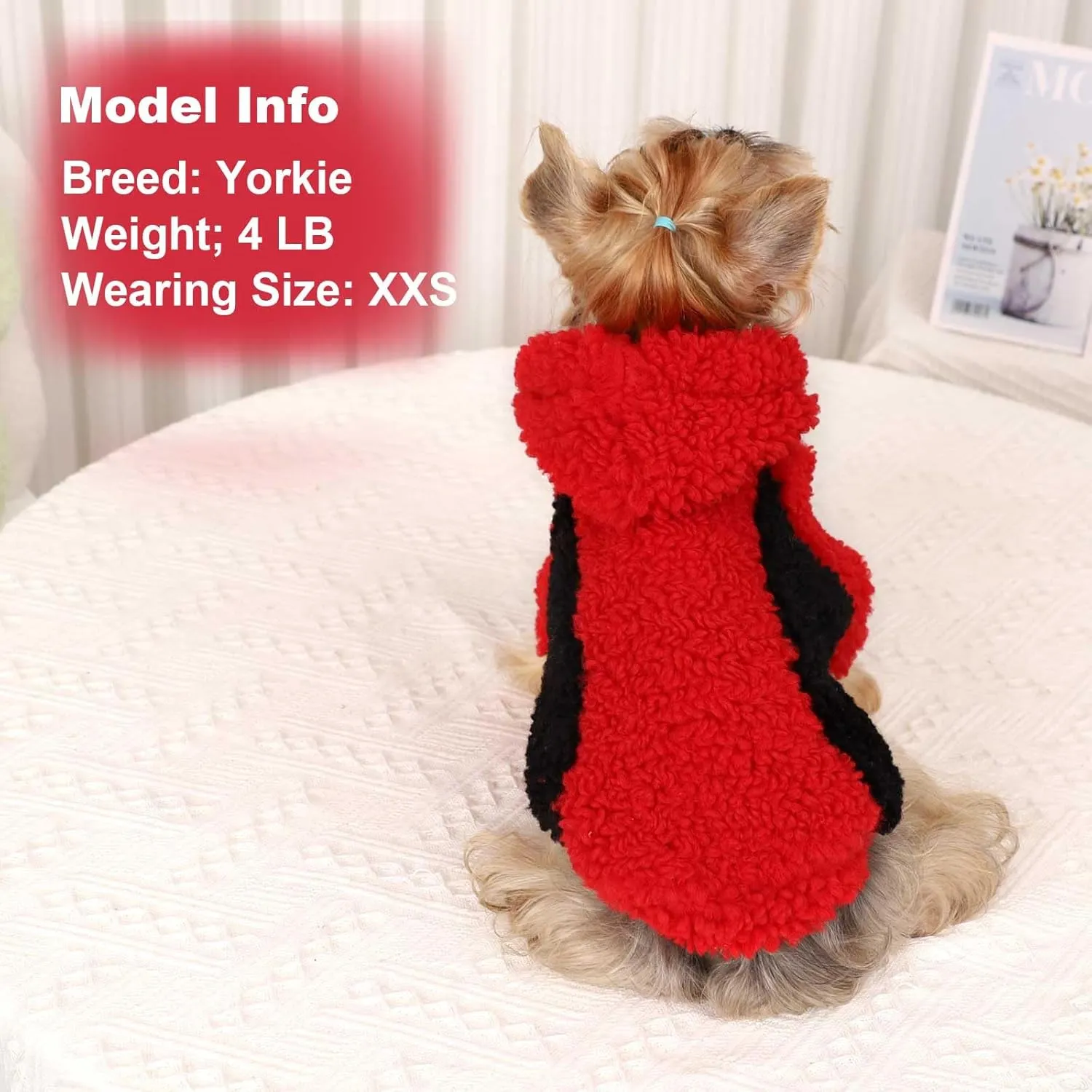 Fleece Dog Sweater, Winter Warm Smll Dog Clothes for Girls Boy, Puppy Hoodie Pullover Pet Clothes for Cat Puppy Chihuahua(Red, XS)