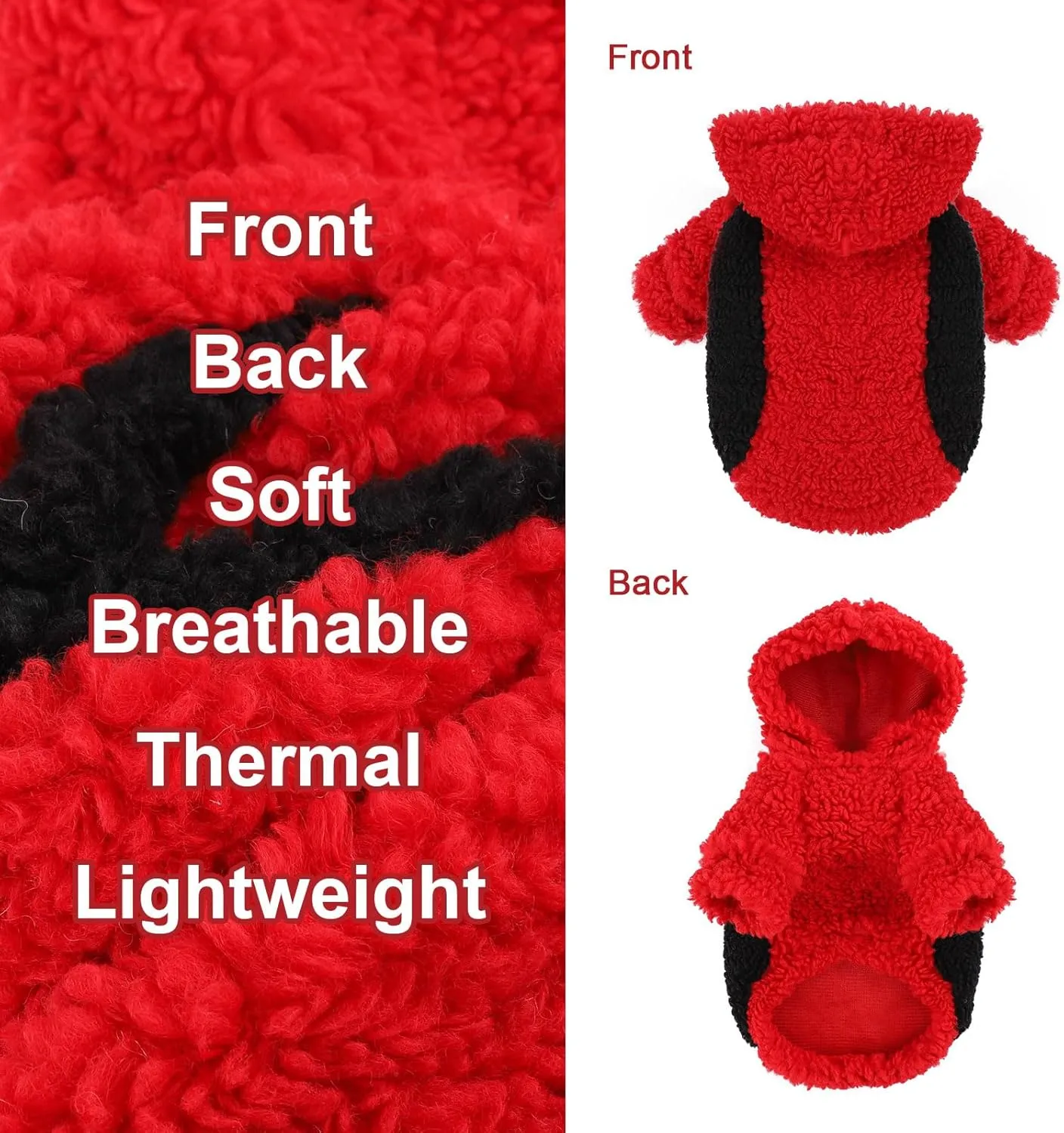 Fleece Dog Sweater, Winter Warm Smll Dog Clothes for Girls Boy, Puppy Hoodie Pullover Pet Clothes for Cat Puppy Chihuahua(Red, XS)