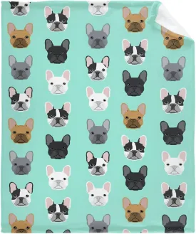 French Bulldog Faces Pattern Throw Blanket | Flannel Fleece Ultra Soft Bedding Quilt Home Decor | Lightweight Soft Cozy Luxury Blanket for All Season Extra Small 40x30in for Pets