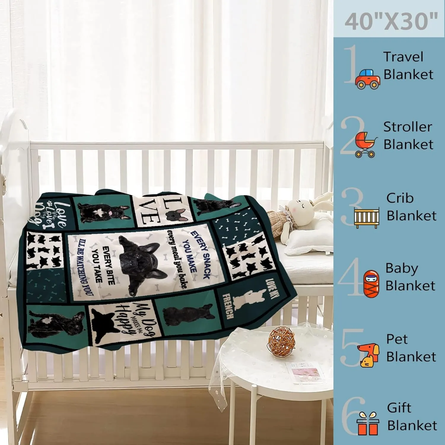 French Bulldog Throw Blanket - Super Soft Flannel Fleece Blanket for Gifts,Bedding Quilt Home Decor for Couch Sofa Bed All Season 30"x40" for Toddlers Pets