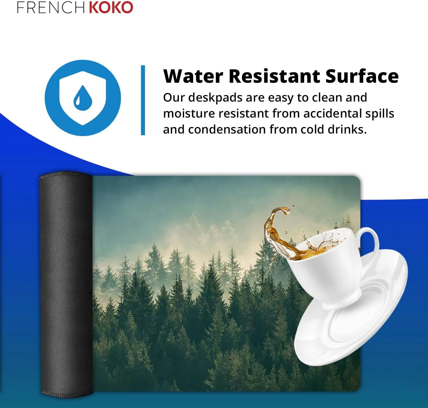 French KOKO Large Desk Pad, Cute Forest Nature Home Office Essentials, XL Desk Mat for Keyboard and Mouse