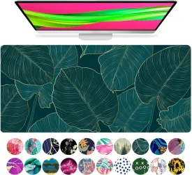 French KOKO Large Mouse Pad, Desk Mat, Keyboard Pad, Desktop Home Office School Essentials College Cute Decor Big Extended Protector Computer Accessories Pretty Mousepad Women Girls XL Green Leaves