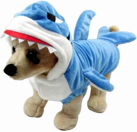 Funny Dog Cat Shark Costumes, Pet Halloween Christmas Cosplay Dress, Large Pet Shark Costume, Animal Fleece Hoodie Warm Outfits Clothes (XXXL Size)