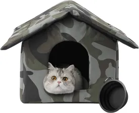 FURBULOUS Collapsible Outdoor Cat House for Cats and Puppies, Pet Shelter Outdoor Waterproof, Cold and Windproof, Scratch-Resistant, Easy to Assemble Stray Cats Shelter(M)
