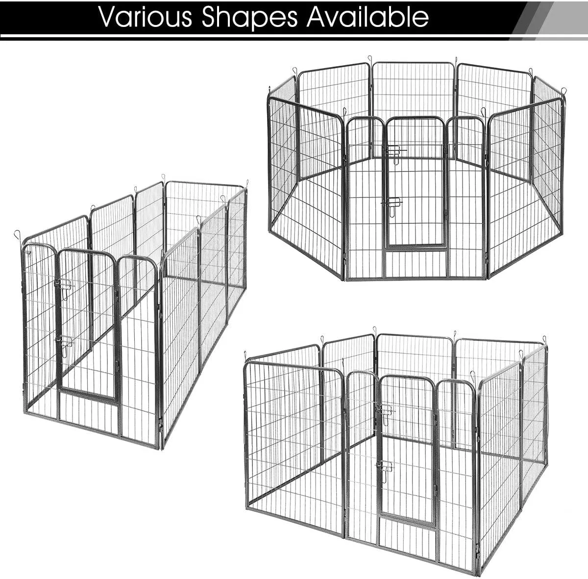 Giantex 16/8 Panel Pet Playpen with Door, Foldable Dog Exercise Pen, Portable Configurable Cat Chicken Rabbit Fence Outdoor Outdoor, Metal Pet Exercise Fence Barrier Kennel (8 Panels, 48'')