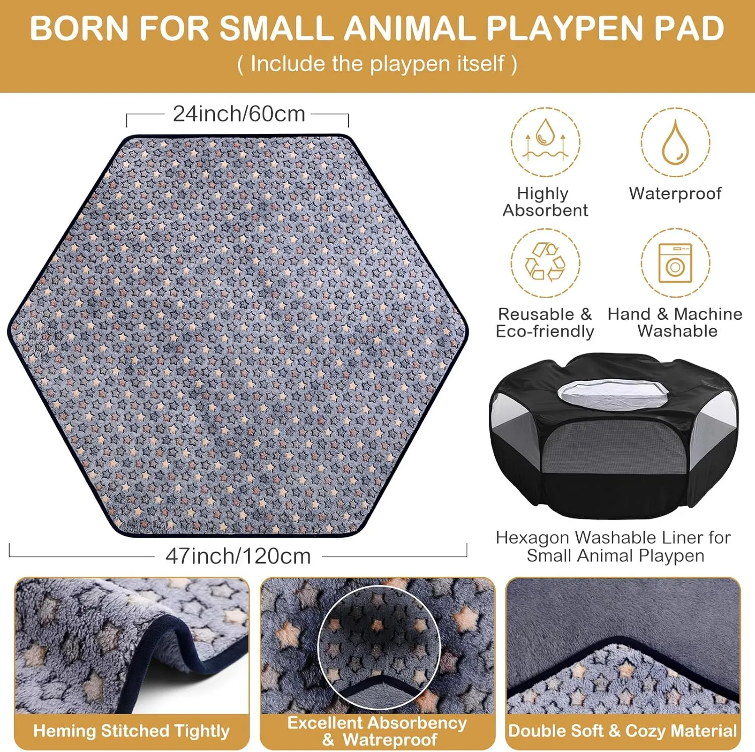 Guinea Pig Playpen with Cover Top Hamster Playpen with Mat Portable Pet Tent Indoor Small Animal Toys Tent Cage for Rabbit Cat Ferret Chick Bearded Dragon Travel Camping(Black)