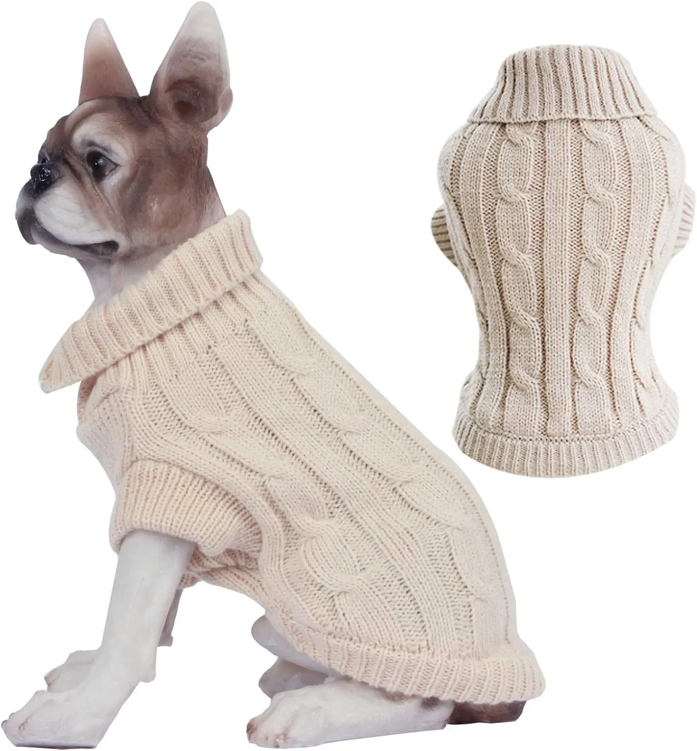 HAPEE Dog Sweater, Small, Beige, Classic Style, Stretchable, Winter, Hand Wash
