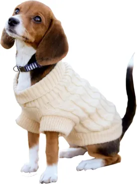 HAPEE Dog Sweater, Small, Beige, Classic Style, Stretchable, Winter, Hand Wash