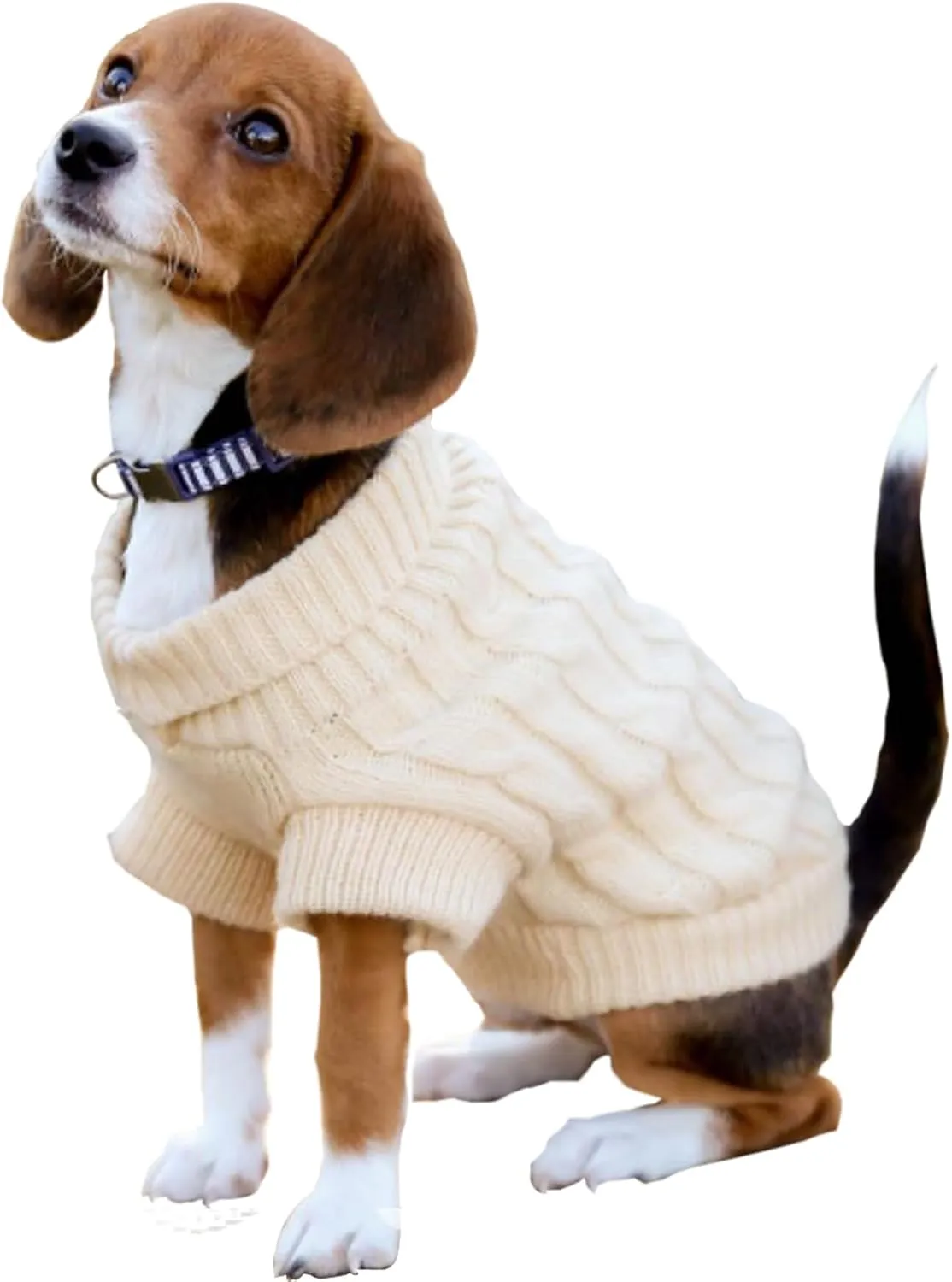 HAPEE Dog Sweater, Small, Beige, Classic Style, Stretchable, Winter, Hand Wash