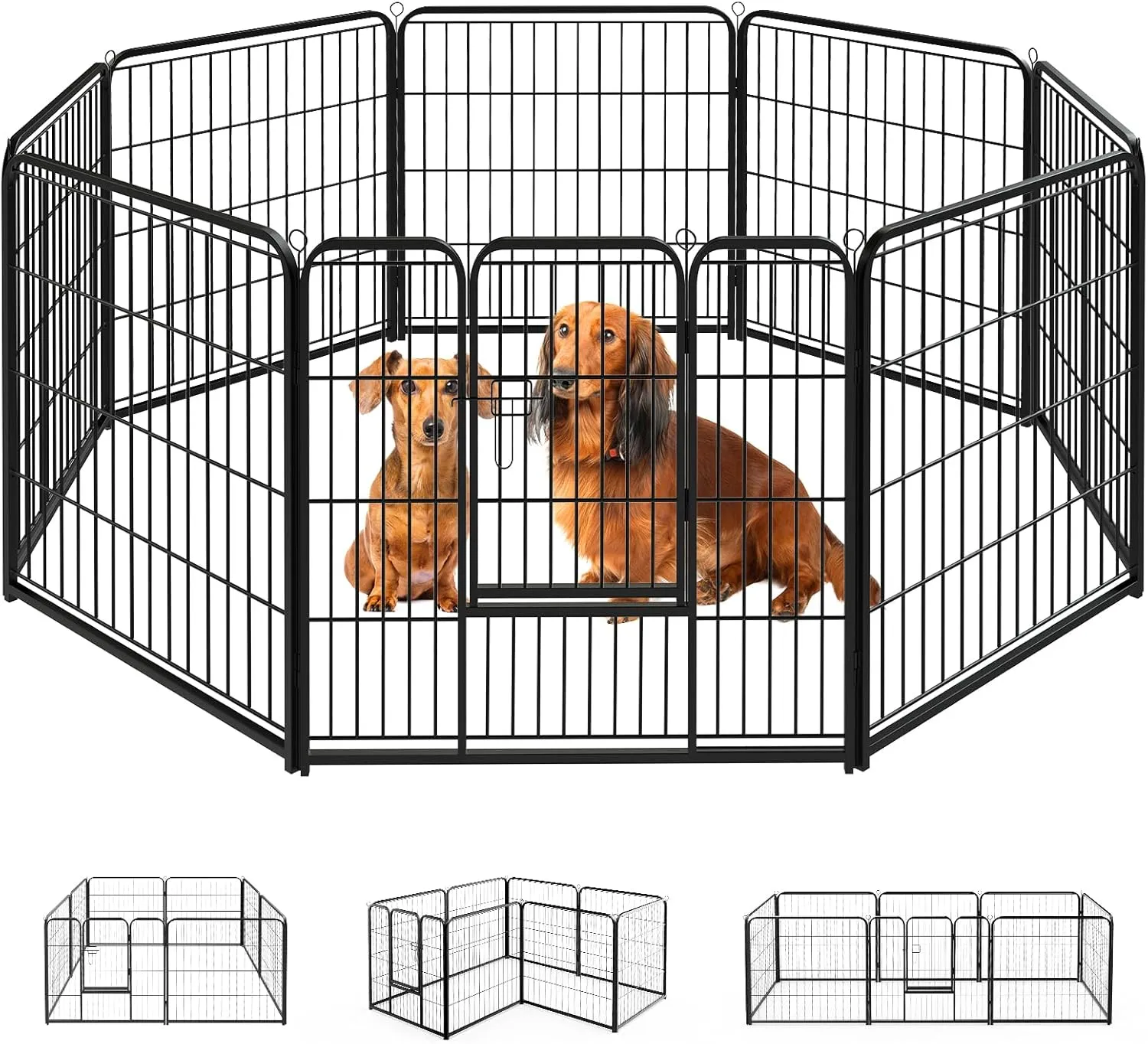 Heavy-Duty Iron Dog Playpen  8 Panel 32 Durable, Rust-Resistant Pet Fence for Indoor & Outdoor Use, Secure & Spacious Pet Play Area for Dogs, Puppies & Small Animals