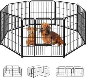 Heavy-Duty Iron Dog Playpen  8 Panel 32 Durable, Rust-Resistant Pet Fence for Indoor & Outdoor Use, Secure & Spacious Pet Play Area for Dogs, Puppies & Small Animals